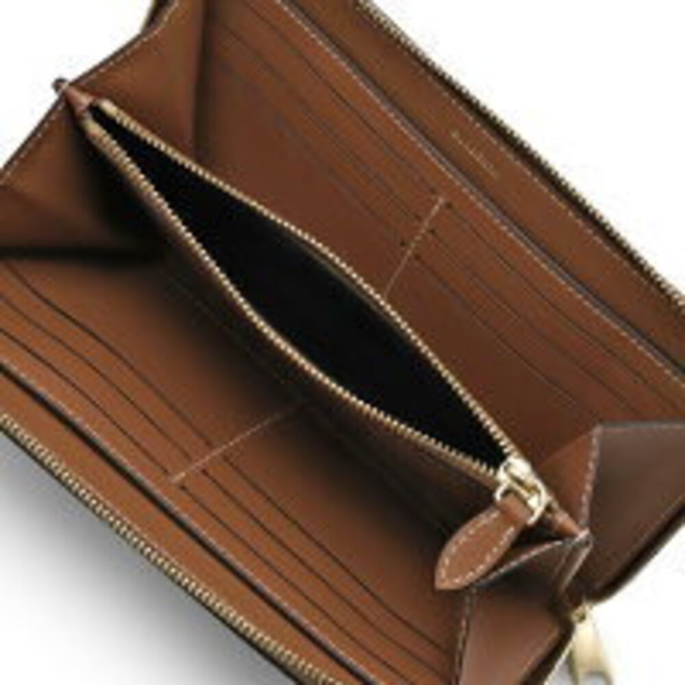 Burberry Beige Around Zip Wallet Brown Check Briar Elmore Long